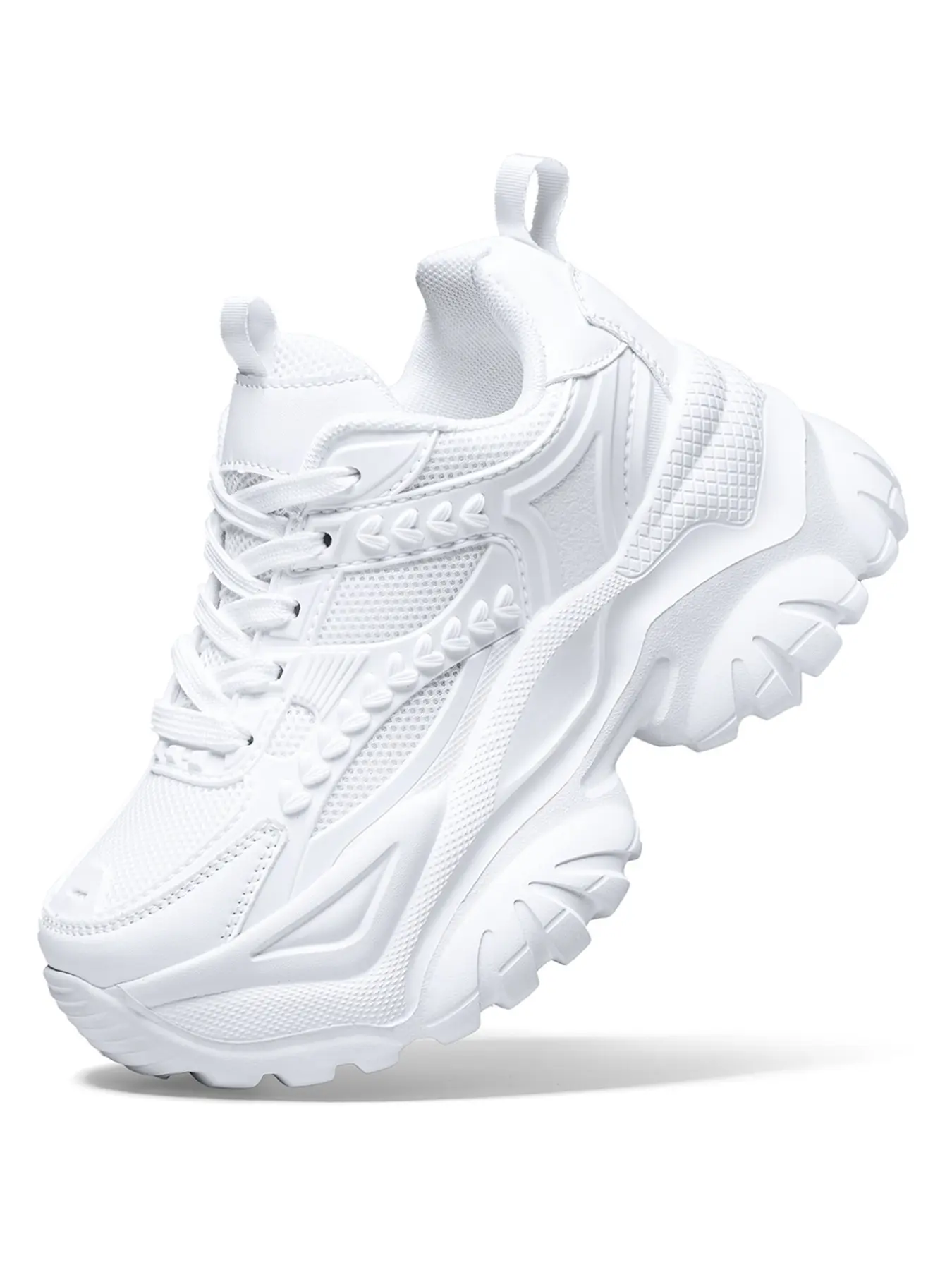 Women's Casual Sneakers, Sports Shoes, Thick Sole 5cm Heel Lift Goingouttop Breathable Mesh Patchwork Design, Sizes 35-42, Ideal for Daily Wear, Thick Soled Sneakers