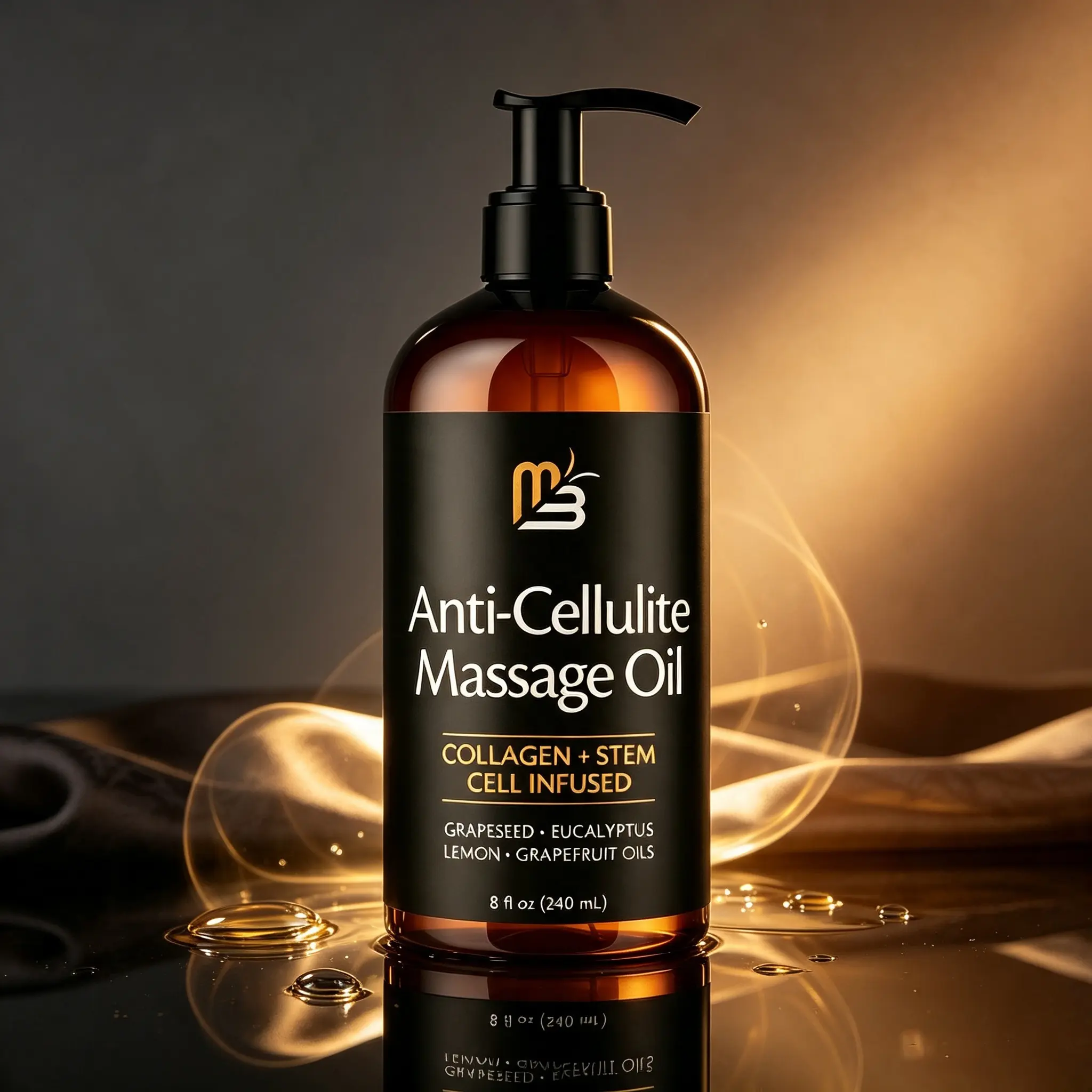 M3 Naturals Viral Anti-Cellulite Massage Oil (8oz) - Collagen & Plant Stem Cell Formula, Smooths Cellulite Appearance, Restores Skin Elasticity, Moisturizing Soothing Beauty & Body Care Oil