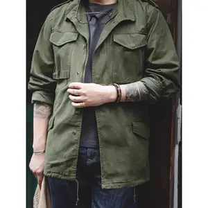 Field jacket, men's military jacket, retro multi pocket collar zipper jacket, outerwear men's clothing