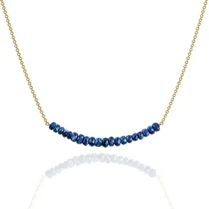 Premium 18K Gold Vermeil Blue Sapphire Necklace Tarnish Free Statement Jewelry for Women Exquisite Craftsmanship & Versatile Style