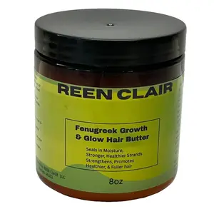 Reen Clair Growth & Glow Hair Butter - Unisex Formula for Full Thick Hair - 8oz - Infused with Shea Butter Black Castor Oil Amla & Brahmi - Deep Moisture Hydration Strengthener