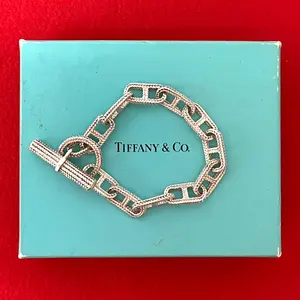 Pre-owned Tiffany & Co. Sterling Silver 925 (Ag925) Small Leather Goods Tiffany&Co. Silver Chain Bracelet