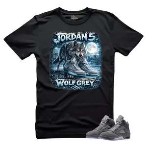 Jordan 5 Wolf Gray Sneaker Matching Tee-SAVAGE 5 Unisex Sneaker Match Shirts