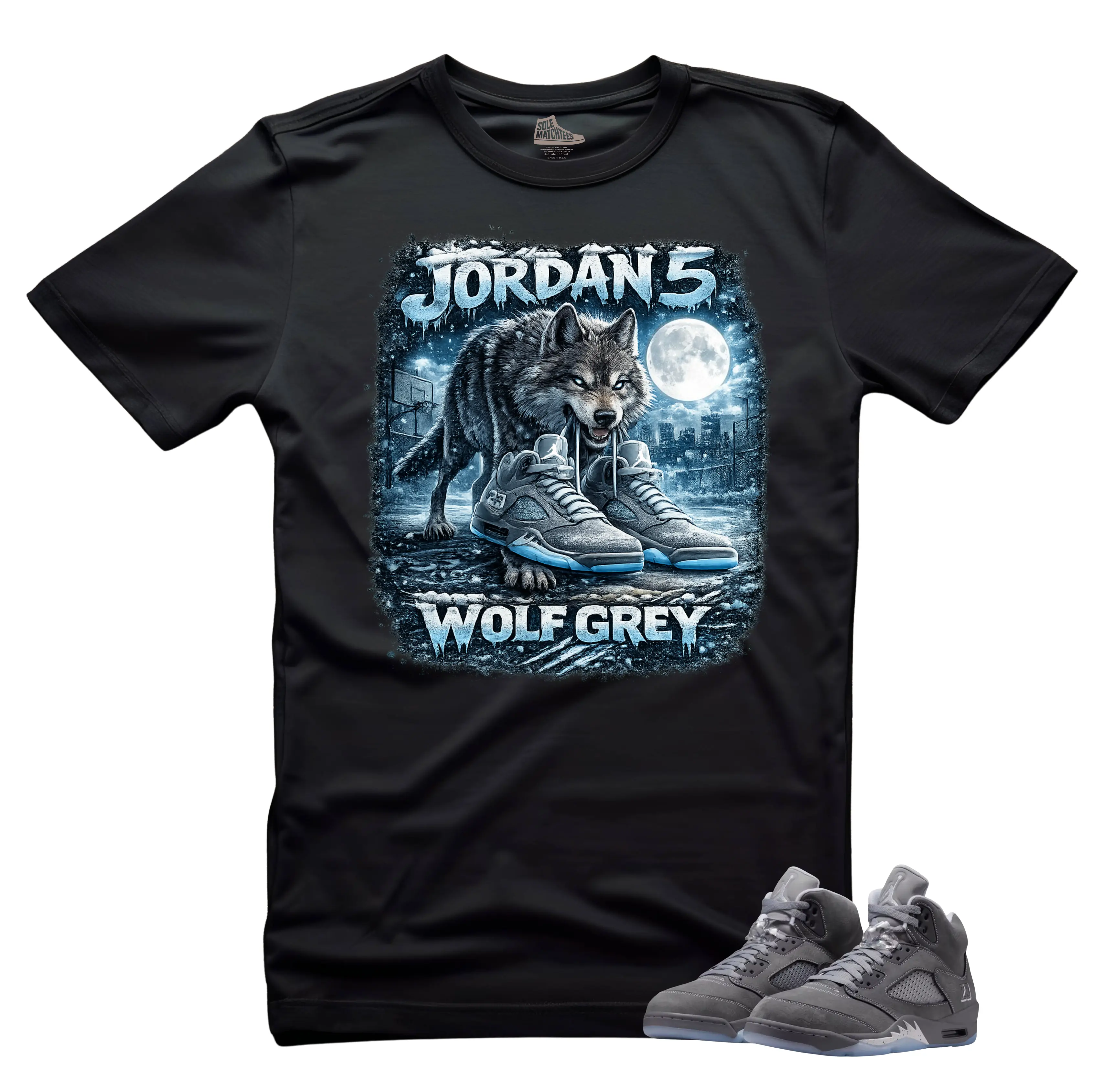 Jordan 5 Wolf Gray Sneaker Matching Tee-SAVAGE 5 Unisex Sneaker Match Shirts