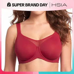 HSIA Cool Cardi Comfort Bra Plus Size Underwire Non-padded Ice Silk Bra Smoothing Wide Strap Full Coverage Summer Bra for Big Busted Women Unlined Minimizer  BraT-shirt Bra Cooling Bra