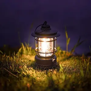Vintage Rechargeable Camping Lantern - Retro Vibe, Super Bright, IPX4 Rated, Multi-Modes, Hangable, Portable, Long-Lasting Battery Outdoor Emergency Hanging Tent Light for Camping, Hiking