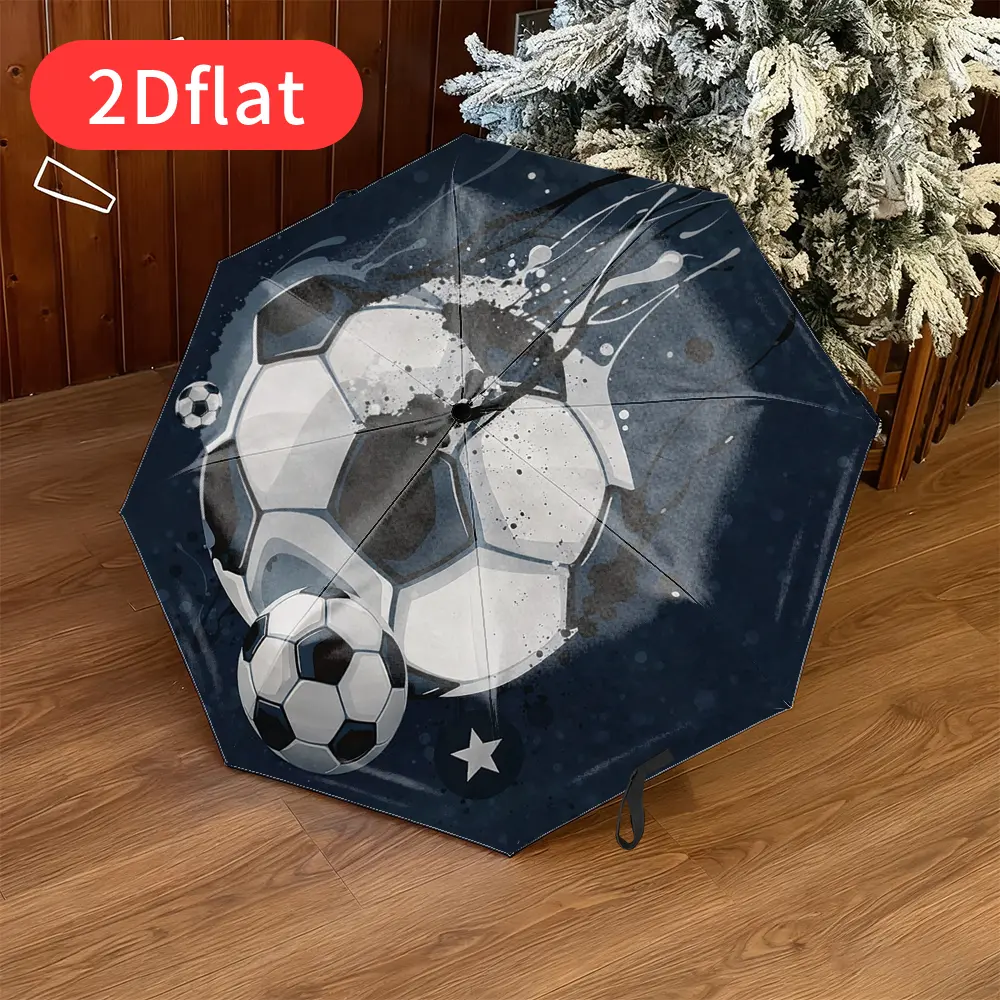 A football-themed folding umbrella – featuring an energetic, dynamic football pattern design, perfect for sports enthusiasts. Lightweight and portable, with a durable canopy made of sturdy plastic and metal. Ideal for