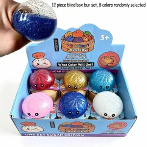 12-Piece Cute Baozi Stress Relief Toy Set, Soft Tpr Material, Anxiety Relief, Unboxing Surprise, Creative Holiday Gift, Office Desk Accessory
