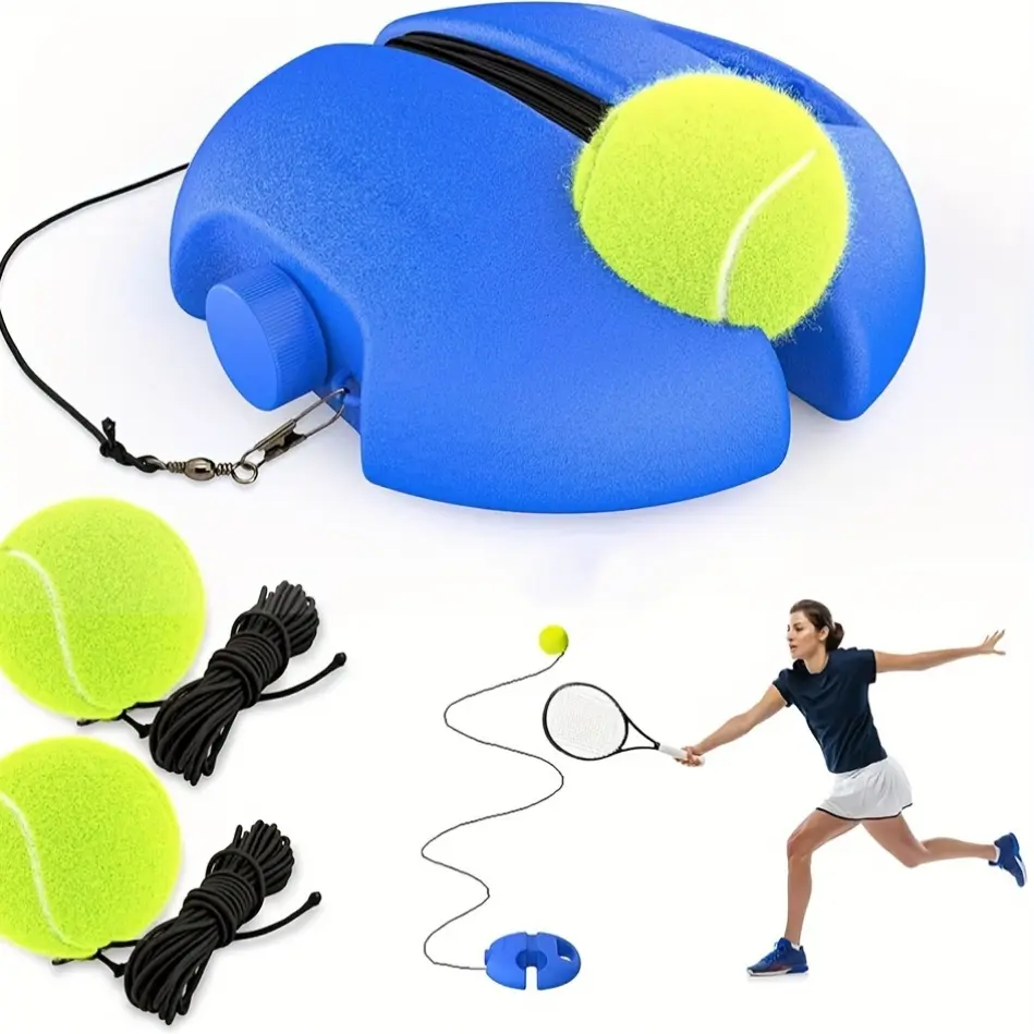 Tennis Solo Trainer with Rebound Ball, Portable Tennis Practice Equipment with Elastic Rope, Self Training Aid for Beginners Kids Adults, Improve Hand Eye Coordination, Reaction Speed & Swing Skills