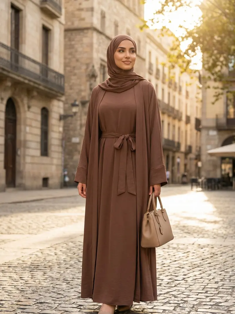 white christmas dresses Women's Casual Solid Color Abaya Dress – Abayaya main image 0
