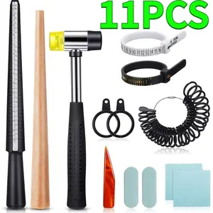 11PCS jewelry making tools, including ring hammers, ring size indicators with half sizes, rubber jewelry hammers, metal measurements, and handmade accessories for Men's and Women's jewelry - Home Improvement.