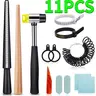 11PCS Basic Jewelry Making Tool Kit for Beginners & DIY Lovers - Rubber Hammer, 0-13 Ring Sizes with Half Sizes, Accurate Finger Measuring Tool, Metal Measurements, High Luster Burnishing Cloth (Home Improvement)