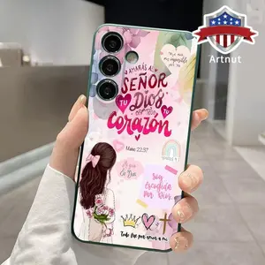 Straight Edge Phone Case Compatible with Galaxy S23 Ultra S24 Plus S25 S22+  Senor Tu Dios Con Todo Tu Faith Pattern Anti-Scratch Shockproof TPU Bumper Drop-proof Cover Cellphone Protective