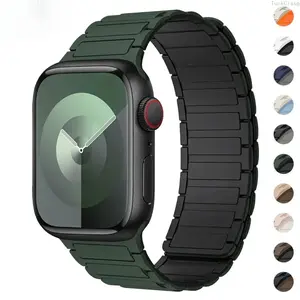 Magnetic Loop Silicone Apple Watch Band, Adjustable Strap for Ultra 2, SE & Series 3–9 (38–49mm), Soft Comfortable Replacement for Everyday & Spring Wear