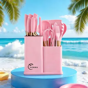 Spring Favorite: Kitchenware Set - 19-Piece Set with 11 Spatulas, 6 Sharp Knives, Silicone Kitchen Tools, and a Cutting Board.
