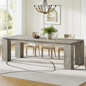 Tribesigns Wooden Dining Table with Thick Legs for 8 People in Kitchens and Restaurants, 86-Inch Farmhouse Design Tribesigns Wooden Dining Table with Thick Legs for 8 People in Kitchens and Restaurants, 86-Inch Farmhouse Design