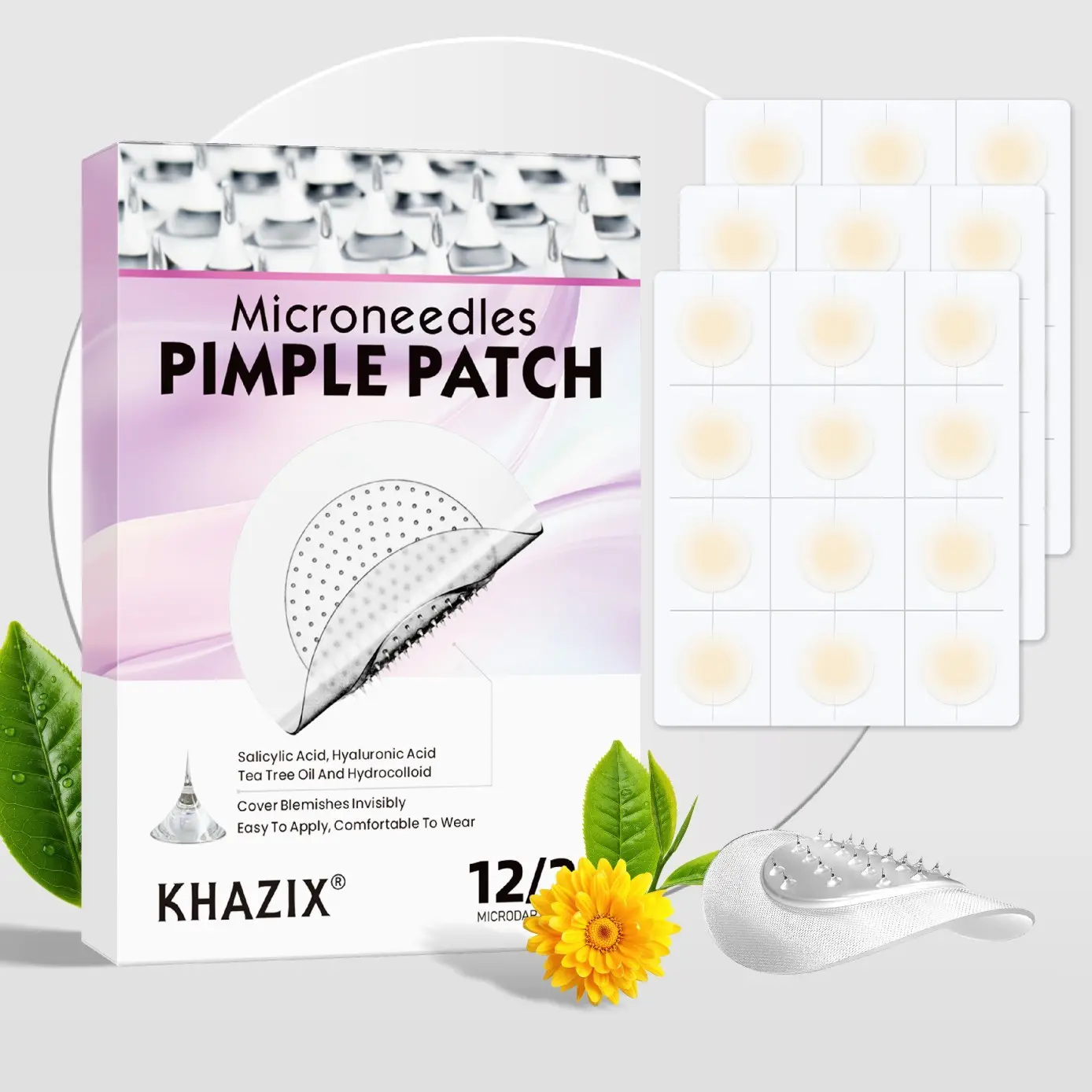 12/24pcs Hyaluronic Acid Patch, Invisible Anti Blemish & Concealer Patches, Lightweight Comfortable Facial Cleansing, Pore Refining, Unisex Skincare, Acne Clearing Products, Acne, Pimple Patches, Acne Spot Patches
