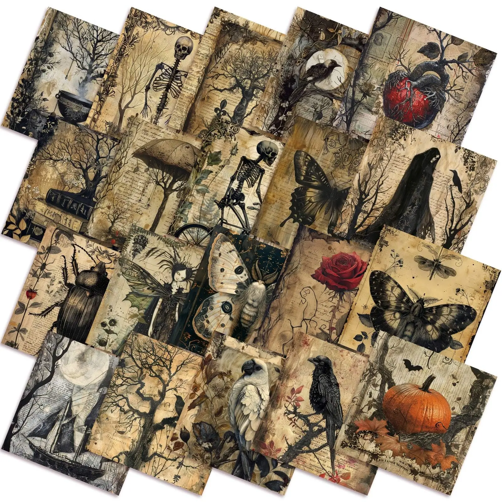 Vintage Halloween Quilting Fabric Squares Polyester Fabric with Multiple Patchwork Images Handmade Patchwork Sewing Retro Halloween Fat Patchwork Prec
