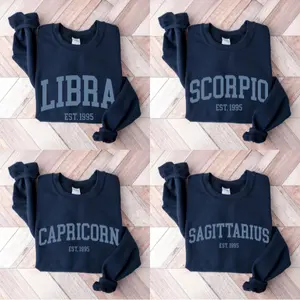 (Leave A Note or DM to Shop) (Ver 2) Custom Zodiac Sweatshirt – Navy Color, Custom Year-Est Your Year Astrology Pullover, Cute Horoscope Energy Gift, Unisex Crewneck Sweatshirt, Birthday Zodiac Sign Outfit - HARSIN