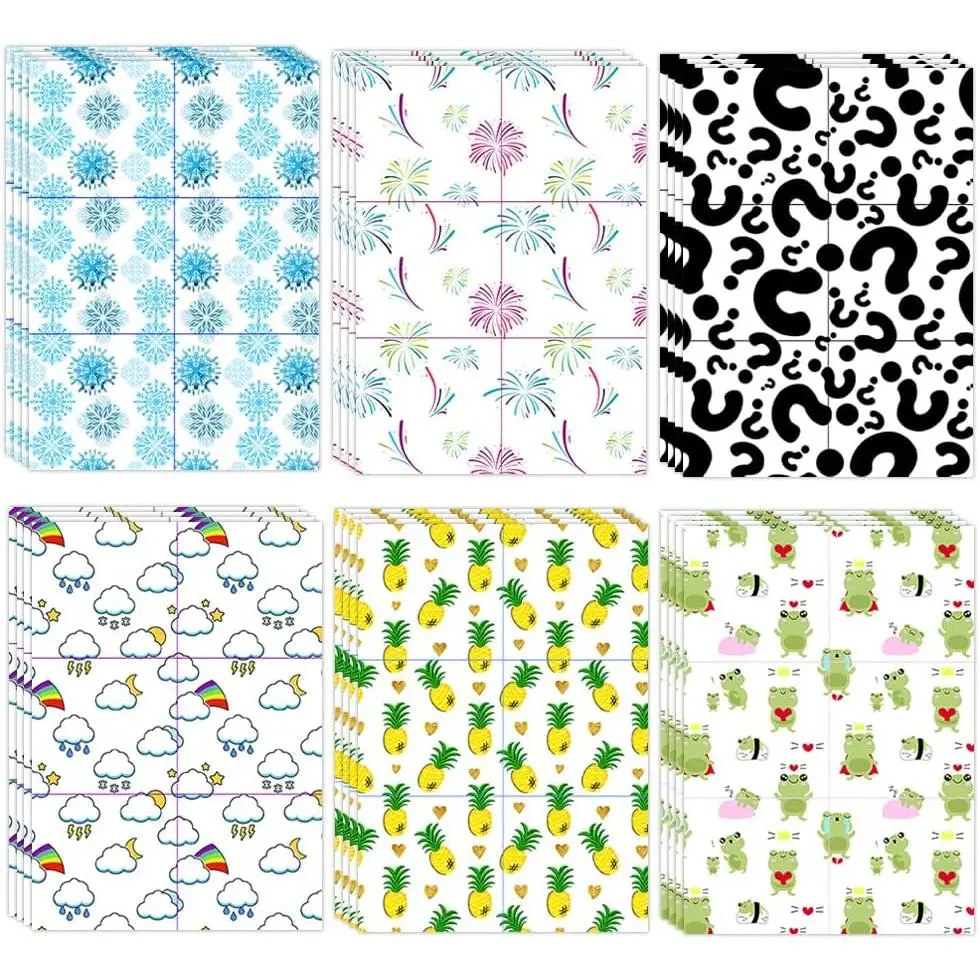 Pack of 60 Release Papers for  Painting Tool Decorative Paper Cover Replacements Snowflakes Cloud Pineapple Frog Decor for 5D DIY Painting Accessories (105x74mm,6 Styles, 10 Each)