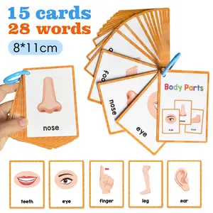 English Body Parts Flashcards, Visual Stimulation Cards, Early Education Learning Cards, Educational Toys for Kids, Fun and Interactive Vocabulary Cards, Word Cards