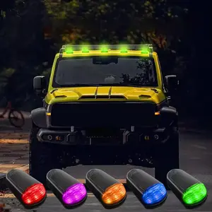 New 5pcs solar powered LED cab roof lights, RGB night Alerting lights, hood neon lights,roof reminder lights, atmosphere lights, for decorating environmental lights in cars, trucks, and SUV interior