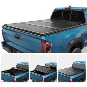 5ft Bed FRP Hard Tri-fold Tonneau Cover Fold Truck Bed Covers Compatible with 2016-2023 Toyota Tacoma (Excl. Trail Edition), with Tacoma Bed Rail