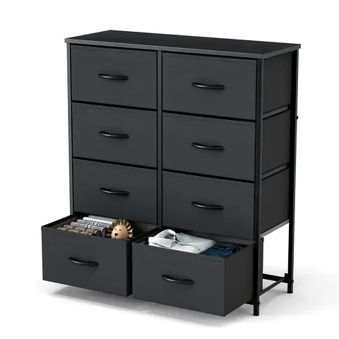 Sweetcrispy Bedroom Dresser with 8 Drawers - Apartment Furniture, Furniture for Small Spaces, 66lb Capacity, Metal Frame, Wooden Top, Adjustable Feet, Anti-Tilt Device, Lightweight Stackable Cabinet, Included Setup Tools, Clothing Storage Organization