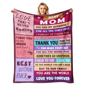 【Gift for mom】Best Mom Ever Blanket, Mothers Day Gifts for Mom from Daughter Son, Soft Flannel Throw Blanket with Heartfelt Quotes, Mom Birthday Gifts, Christmas Gifts for Mom, Warm Mom Presents
