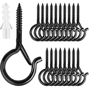 25 PCS Screw-in Hooks for Outdoor String Lights Swivel Hanging Basket Patio Light Hooks with Safe Buckle for Wall Ceiling Planter Eye Hook