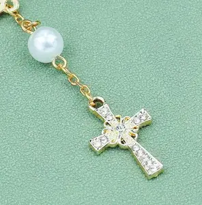 1pc Steering Wheel Rosary Ornament, Rosary Car Pendant Accessory, Unique Fashion Car Pendant Decor, Auto Parts, Car Accessories