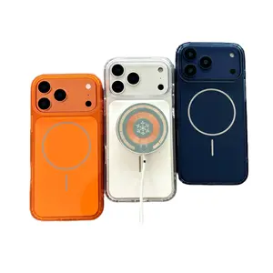 foriPhone17 series mobile phone case, magnetic case, transparent scratch-resistant material, high-end three-color anti-fall protective case