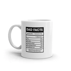 Dad Nutrition Facts Mug Funny Sarcastic Father's Day Family Humor Novelty Coffee Cup - 11oz Funny Coffee Mugs Ceramic Printed Drinkware Cup