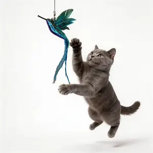 Interactive Cat & Dog Teaser Toy, Kitten Rolling Ball Toy, Pet Supplies, Dog & Cat Accessories, Cute Dog Toys Bird Replacement Head| Feather Bird Cat Wand Toy Accessories with Bell, Bite-Resistant Self-Play Cat Toy