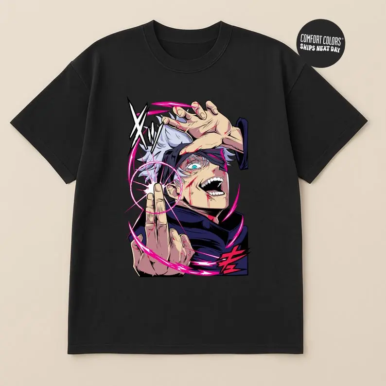 Men's Gojo Satoru Graphic Top - Jujutsu Kaisen (JJK) Manga & Gojo vs Sukuna Theme, Menswear Streetwear Anime Gift Sweatshirt/T-Shirt
