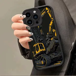 JT Excavator Pattern Phone Case, suitable for iPhone 7/8/XSMAX11/12/12Pro Max/13/13 Pro Max/14 Pro/14 Pro Max/15 Pro/15 Pro Max/16 PRO/16PLUS/16PRO series, camera lens protection, shock resistance, anti-slip, lightweight, TPU material
