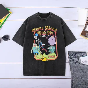 Nostalgic Adventure Time Character Faded Washed Tee