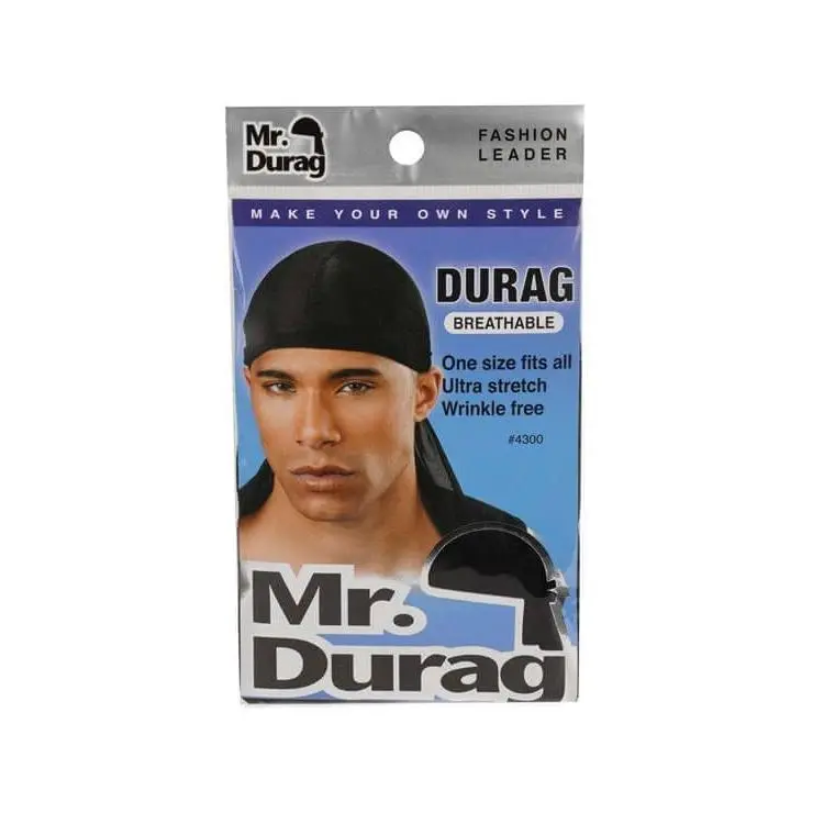 Annie #4300 Mr. Durag - Plain Fitted Fashionable Breathable Solid Black Hat, Wrinkle-Resistant 1-Size Accessory for Long-Hour Wear, Fashionable Hats, Fitted Cool Hats, One Size Fits
