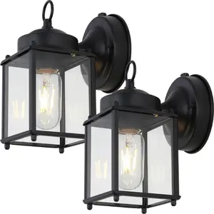 JONATHAN Y Boston Farmhouse Industrial Iron/Glass Outdoor LED Sconce; for Living Room, Bedroom, Kitchen, Office