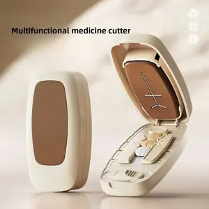 Multifunctional Pill Cutter 1/2 1/3 1/4 Doses, Portable Pill Splitter with Storage Box, Compact Travel Friendly Medicine Organizer