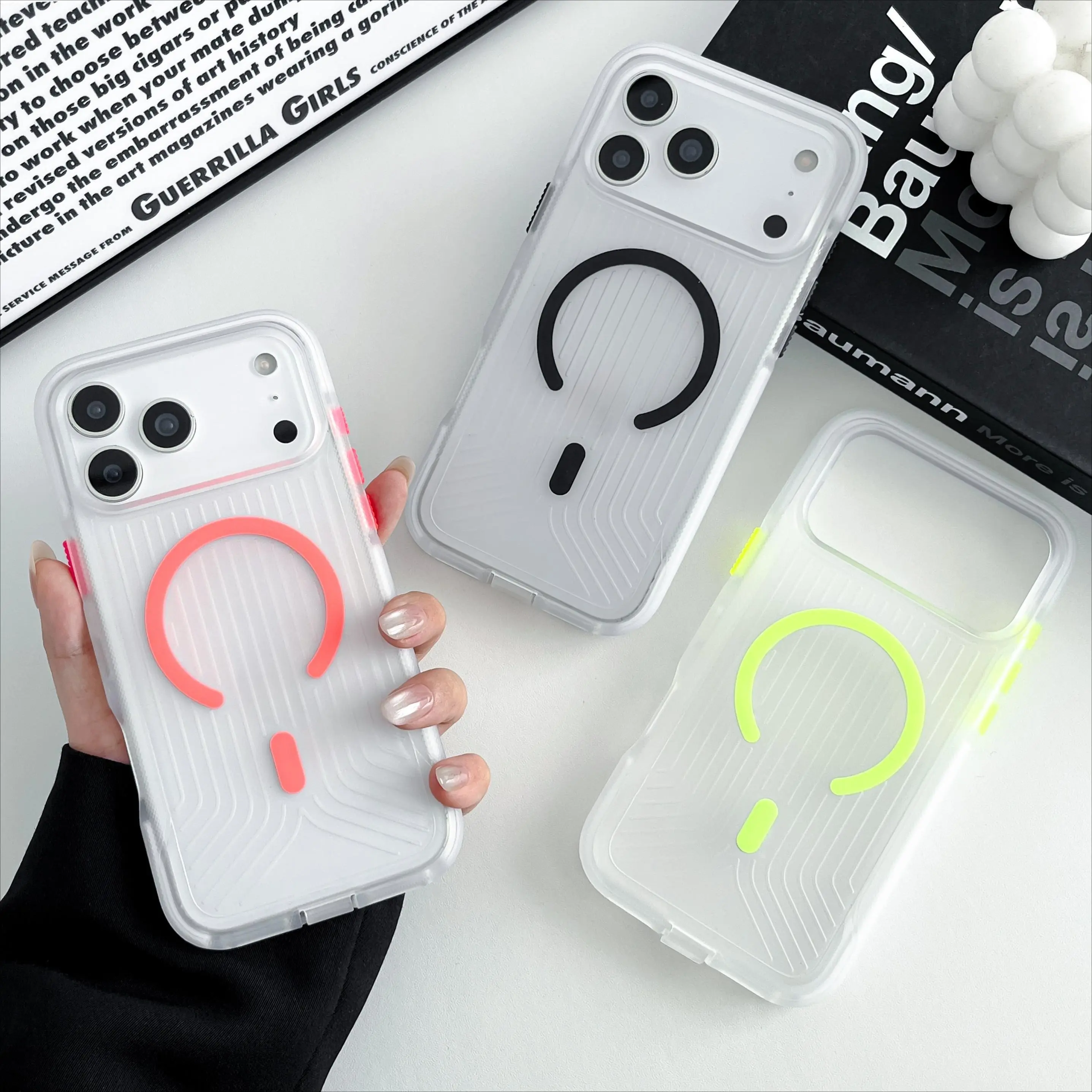 Hay Half Clear Shockproof MagSafe Phone Case For iPhone 17 16 15 14 13 12 Pro Max Plus Air Anti-Slip Magnetic Cover Phone Cases vid