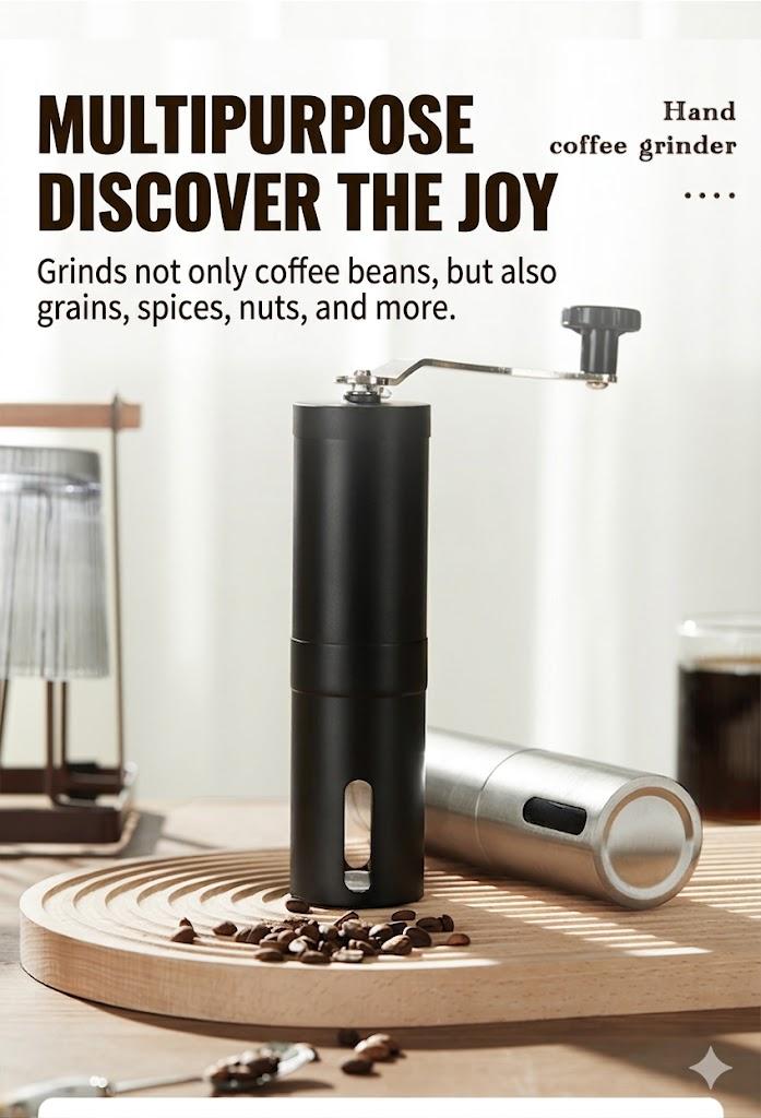 Hand-crank coffee grinder, portable manual grinder for home use, dedicated coffee powder grinding device for pour-over coffee