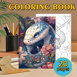 1PC Snake Element Coloring Book for Adult, 20 Pages Single-Sided, DIY Drawing Gift, Stress Relief, Back-To-School, New Year, Valentine's Day, Christmas