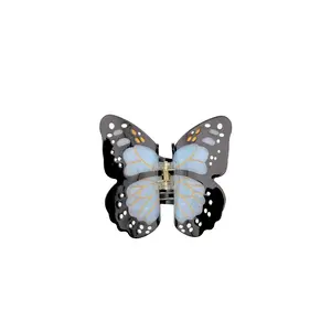 Solar Eclipse Hand-painted Monarch Butterfly Claw Hair Clip in Baby Blue