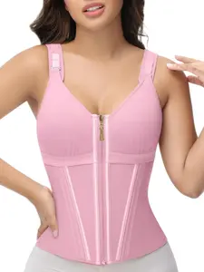 YZY Curve Women's Adjustable Hooks Zipper Shapewear Top, Corset Waist Trainer, Tummy Control Shaper, High Stretch Waist Shaper for Daily Wear, Adjustable Shoulder Strap Shapewear, Suitable For Various Occasions