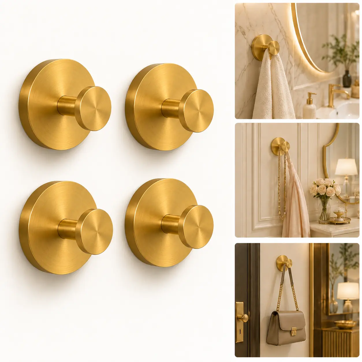 Shower Hooks for Inside Shower,Suction Cup Hooks for Glass Window,Removable Towel Hooks for Bathrooms,4 Packs(Mirror)