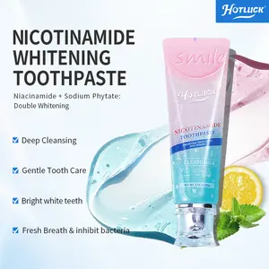 Hotluck Niacinamide Whitening Toothpaste - Brightening, Stain Removal, Freshening Breath - Deep Gentle Cleaning Tooth Paste, Boosting Gum Health, Mint & Peach 3.53oz hap
