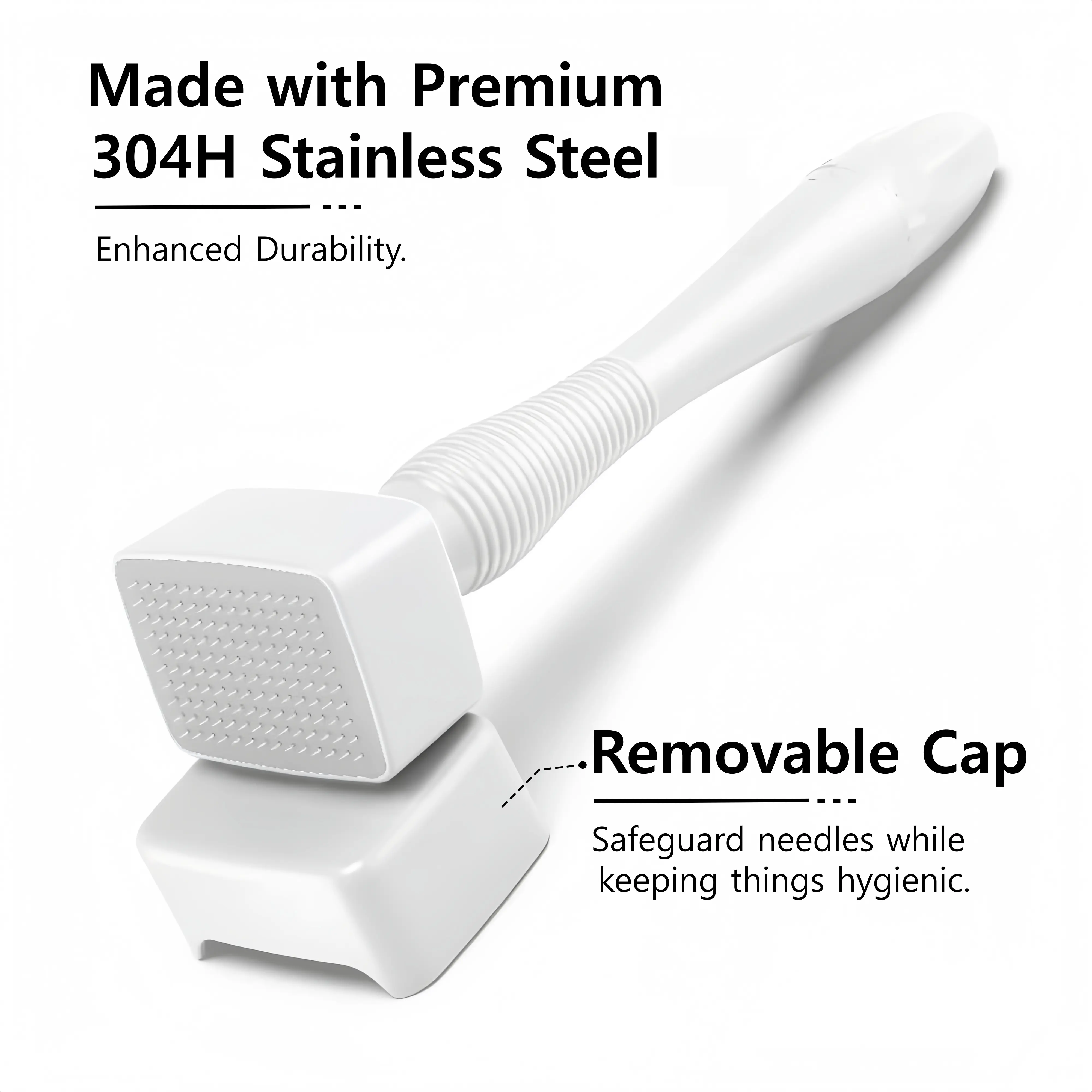 Derma Stamp - 0.3mm Tool for Skin Care - Ergonomic Handle & Premium Quality Materials - Portable & Friendly for Beginners - White