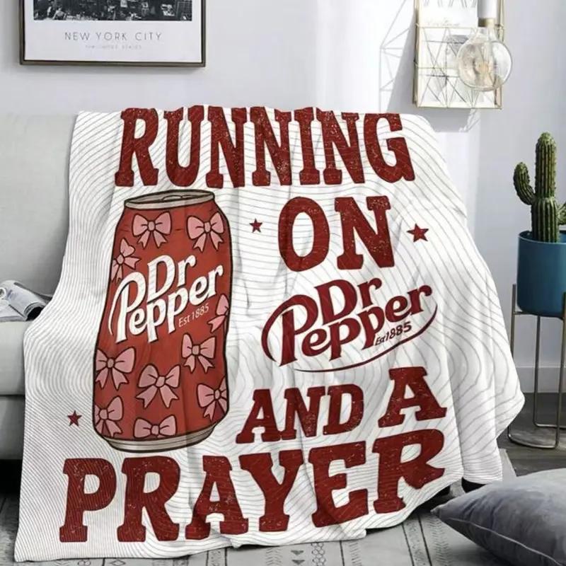 Soft Funny Throw Blanket Dr Pepper Vintage Bow Tie Plaid Blanket, Lightweight Home Decor, Perfect for Friends & Family, Couch, Bedroom, Living Room, Travel, Camping, Slogan Print Blanket