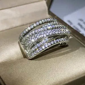 Fashionable and Exaggerated Micro-Inlaid Zircon Ring, Japanese and Korean Style, Unique and Avant-Garde, Fully Encrusted with Diamonds